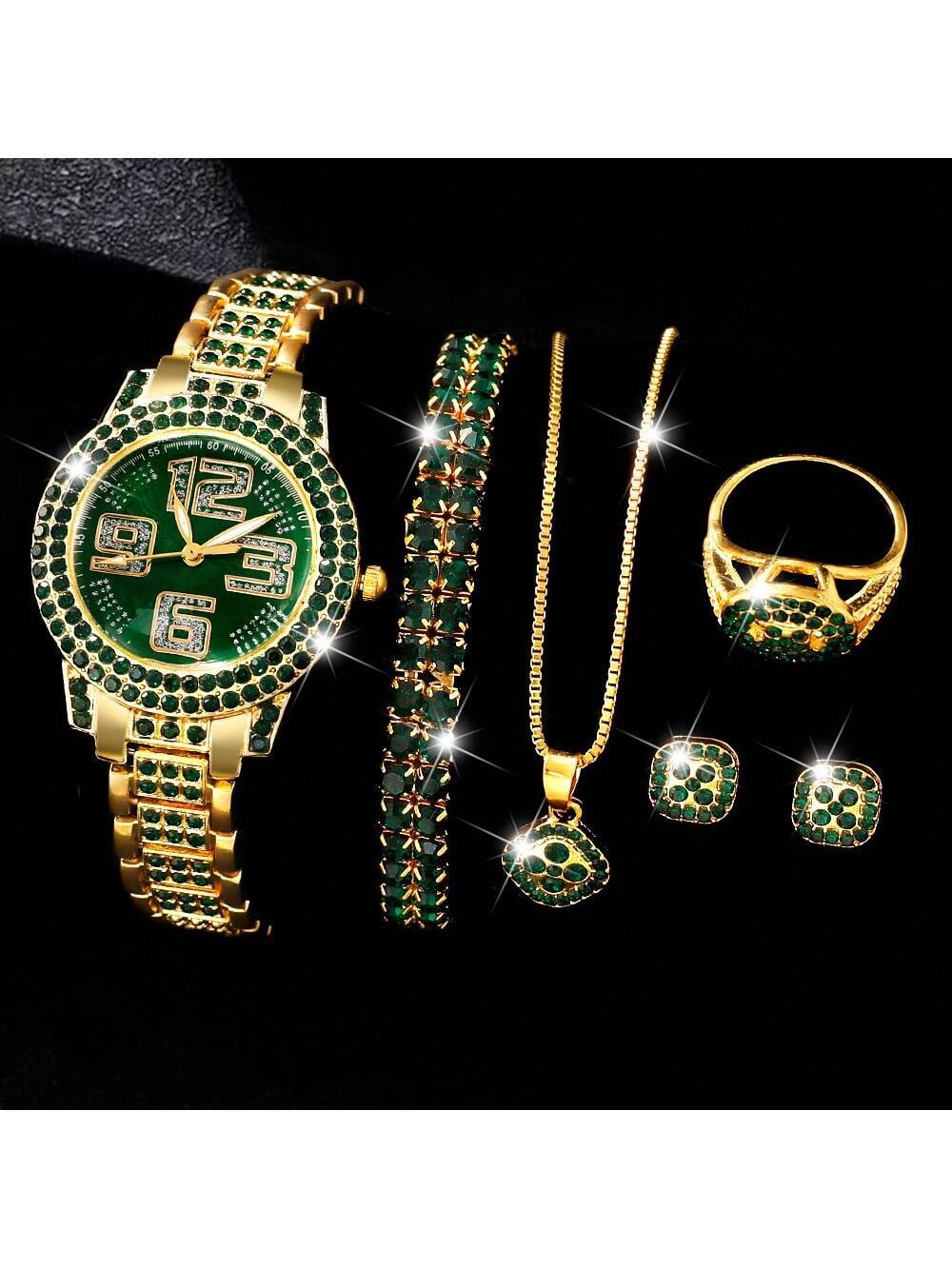 6pcs Women's Fashion Crystal Quartz Watch Set As A Gift For Students Returning To School