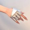 One Pair Of PU Leather Open Cutout Fingerless Gloves