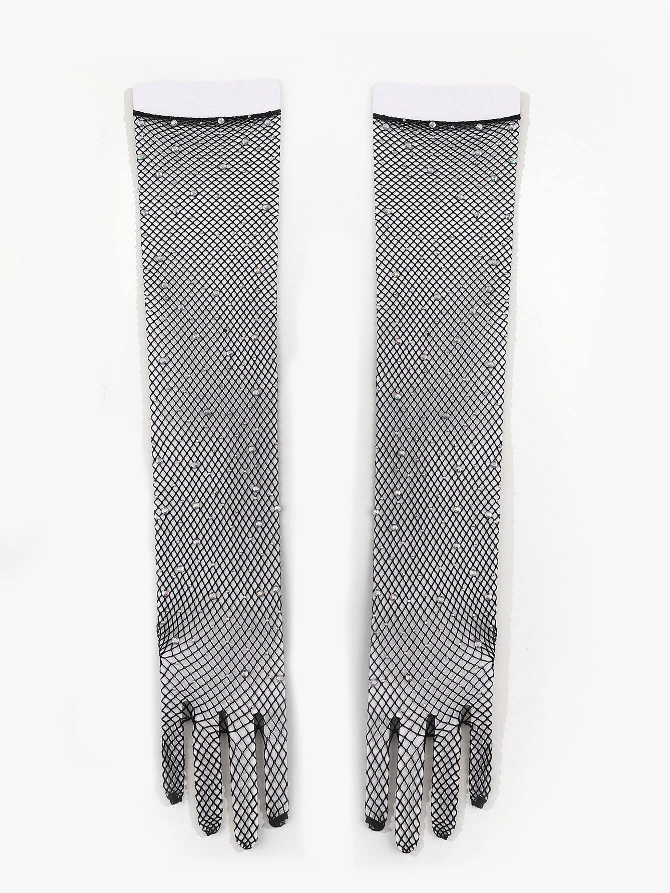 SHEIN Rhinestone Decor Fishnet Long Gloves - Image 2