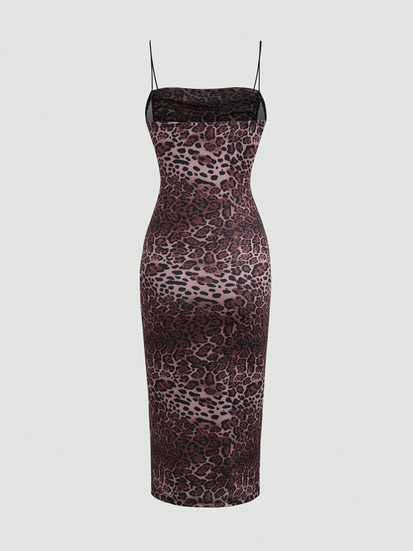 SHEIN EZwear Women's Leopard Print Ruched Maxi Camisole Dress, Fitted - Image 2