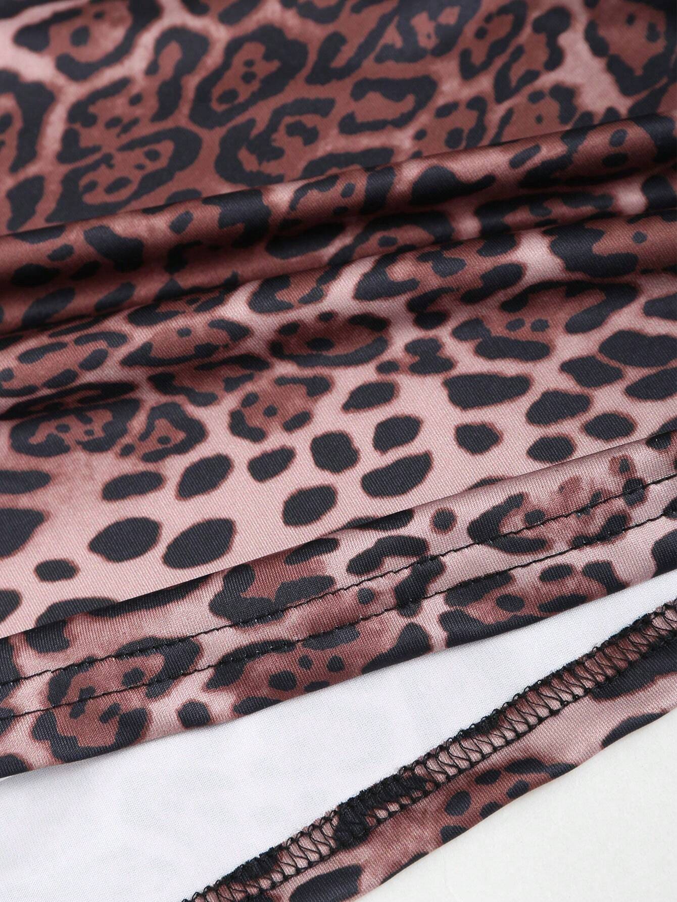 SHEIN EZwear Women's Leopard Print Ruched Maxi Camisole Dress, Fitted - Image 4