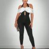 SHEIN SXY Women's Deep V-Neck Bodycon Jumpsuit