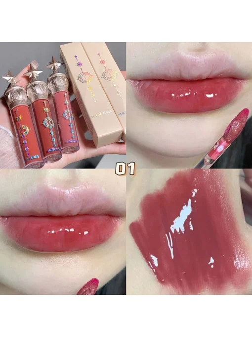 Star Design Mirror Effect Lip Gloss Waterproof Moisturizing Non-fading Translucent Lipstick