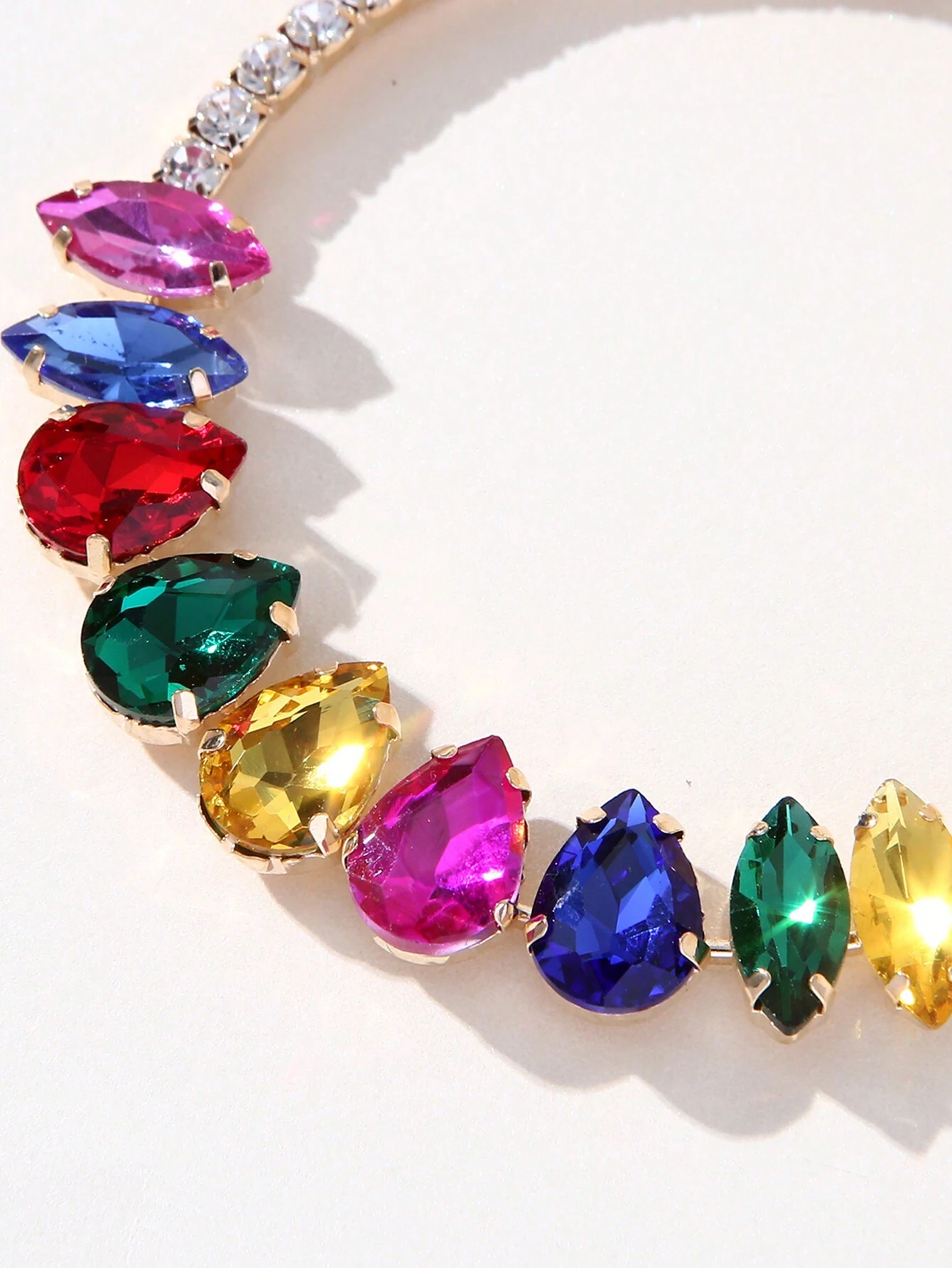 SHEIN 1pair Luxury European And American Fashion Exaggerated Metal & Multicolor Crystal Inlaid Round Hoop Earrings - Image 4