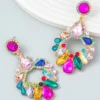 SHEIN 1pair Women's Rhinestone Colorful Earrings