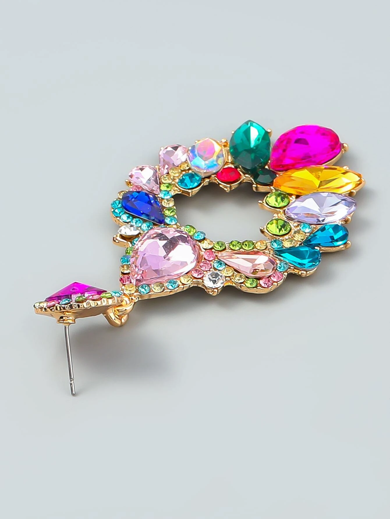 SHEIN 1pair Women's Rhinestone Colorful Earrings - Image 3