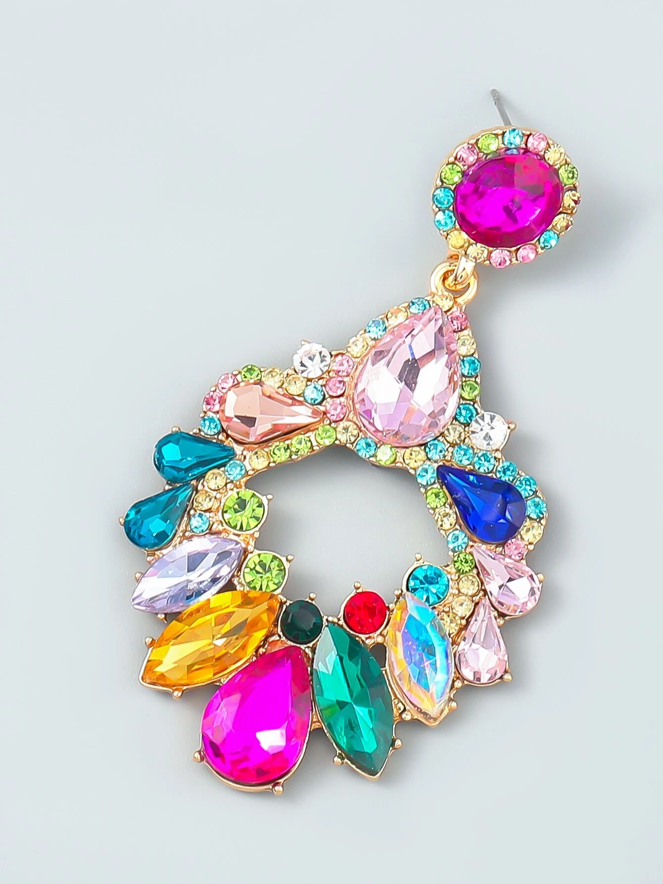 SHEIN 1pair Women's Rhinestone Colorful Earrings - Image 4