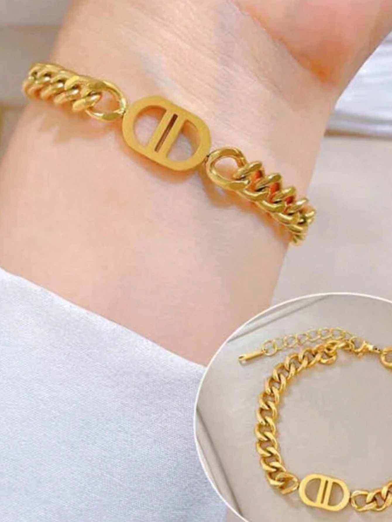 SHEIN 1pc Stainless Steel Personality Non-Fading Bracelet For Women, Suitable For Daily Wear - Image 2