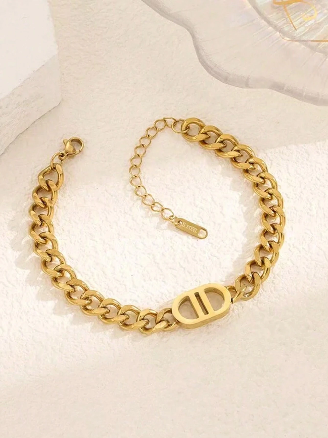 SHEIN 1pc Stainless Steel Personality Non-Fading Bracelet For Women, Suitable For Daily Wear - Image 3