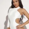 SHEIN SXY Women's One Shoulder Hollow Out Waist Bodysuit