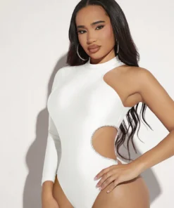 SHEIN SXY Women's One Shoulder Hollow Out Waist Bodysuit