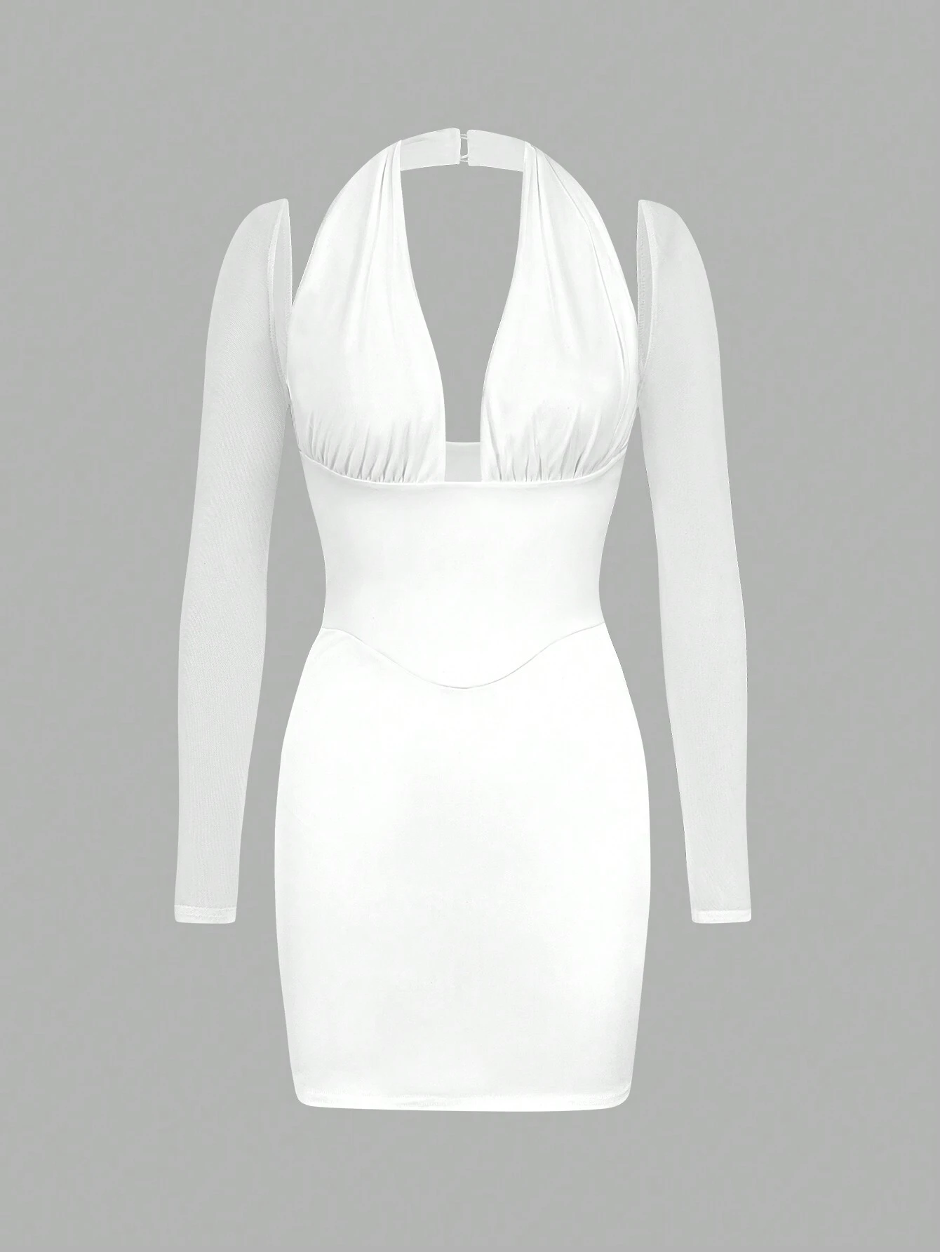 SHEIN Unity Solid Color V-Neck Halter Neck Dress