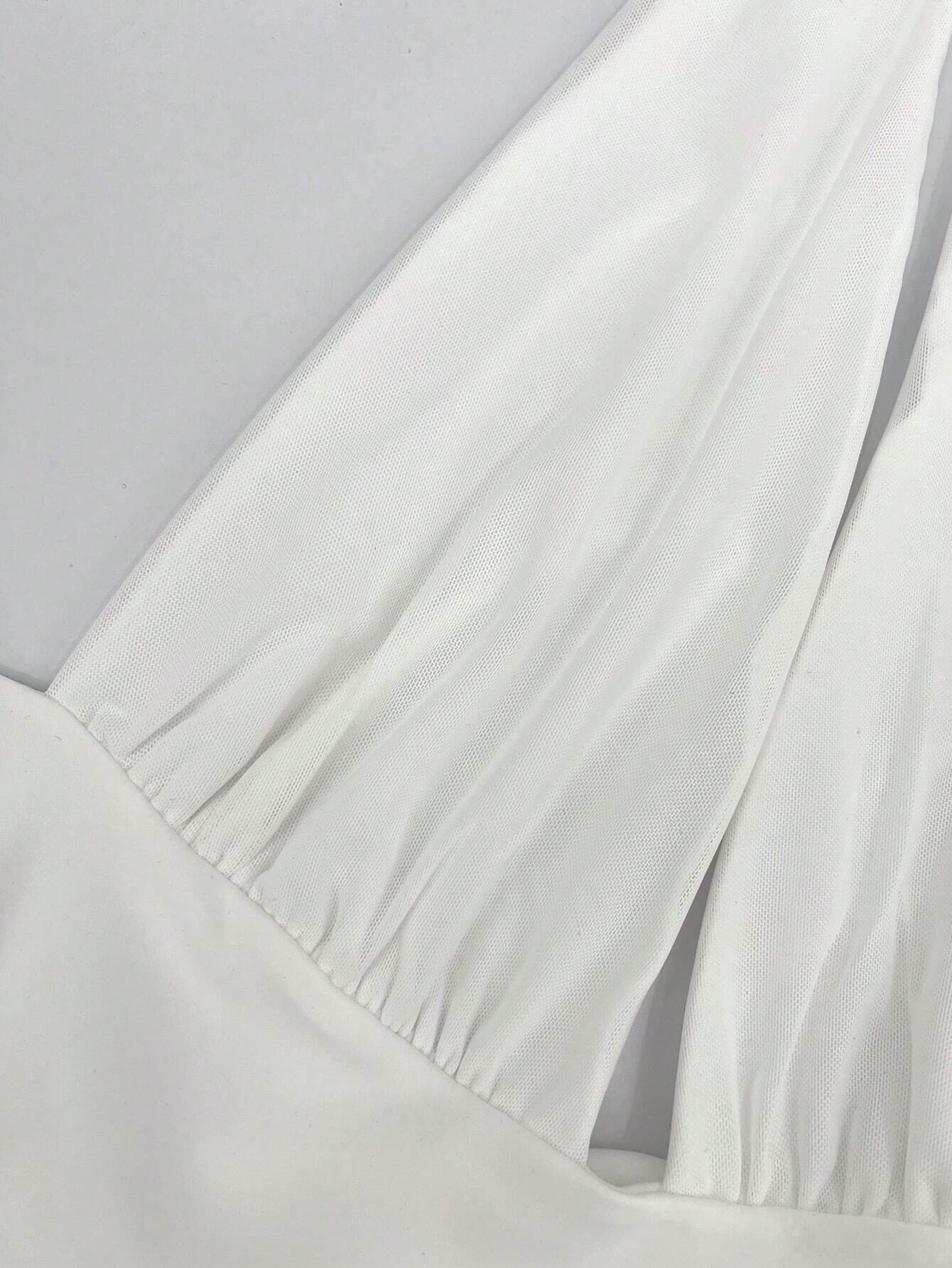 SHEIN Unity Solid Color V-Neck Halter Neck Dress - Image 4