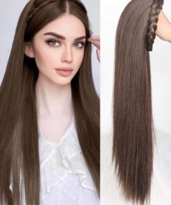 SHEIN Synthetic Long Straight Headband Half Wig Clip In Hair Extension Fluffy Natural False Blonde Black Brown