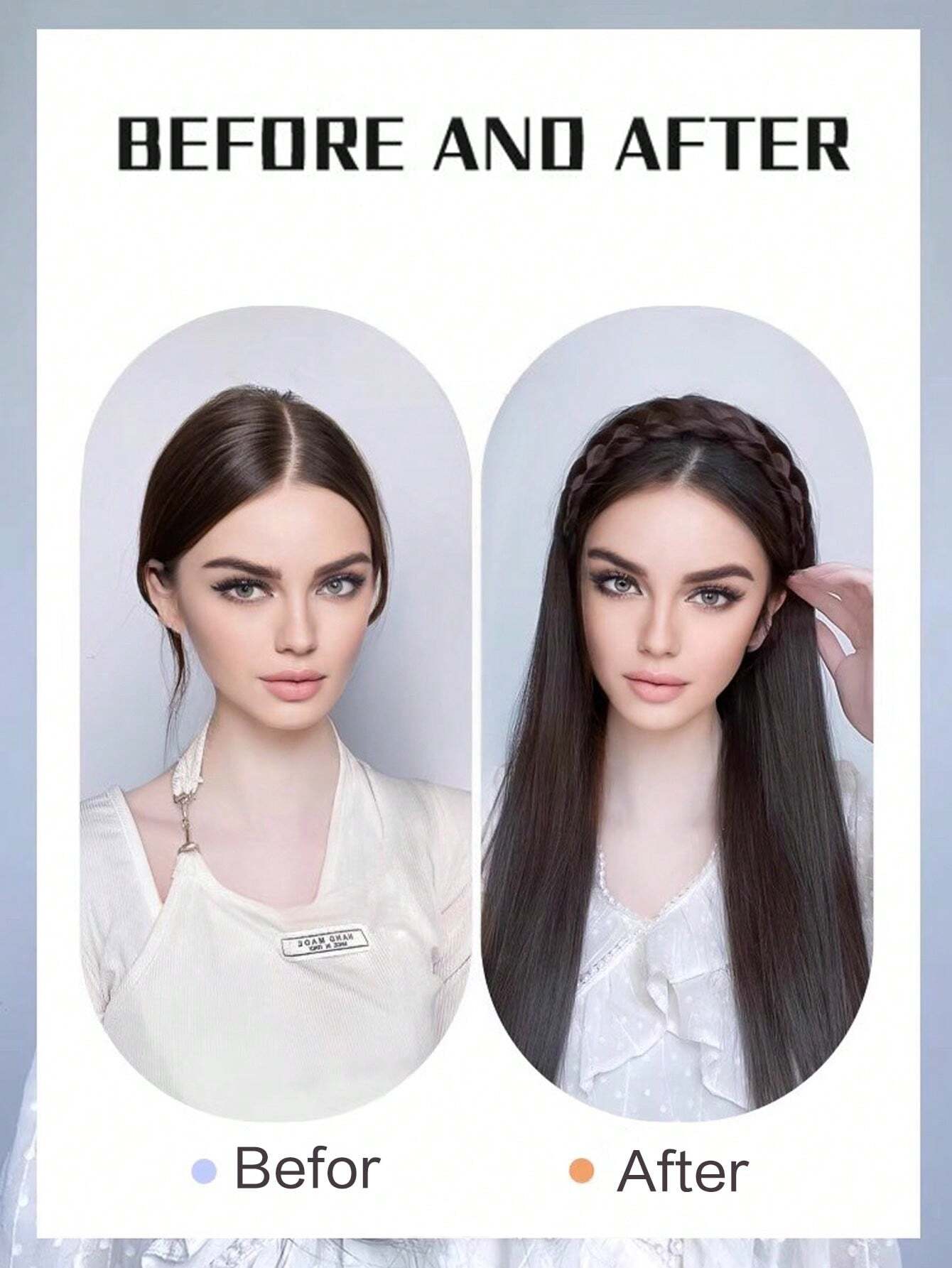 SHEIN Synthetic Long Straight Headband Half Wig Clip In Hair Extension Fluffy Natural False Blonde Black Brown - Image 4