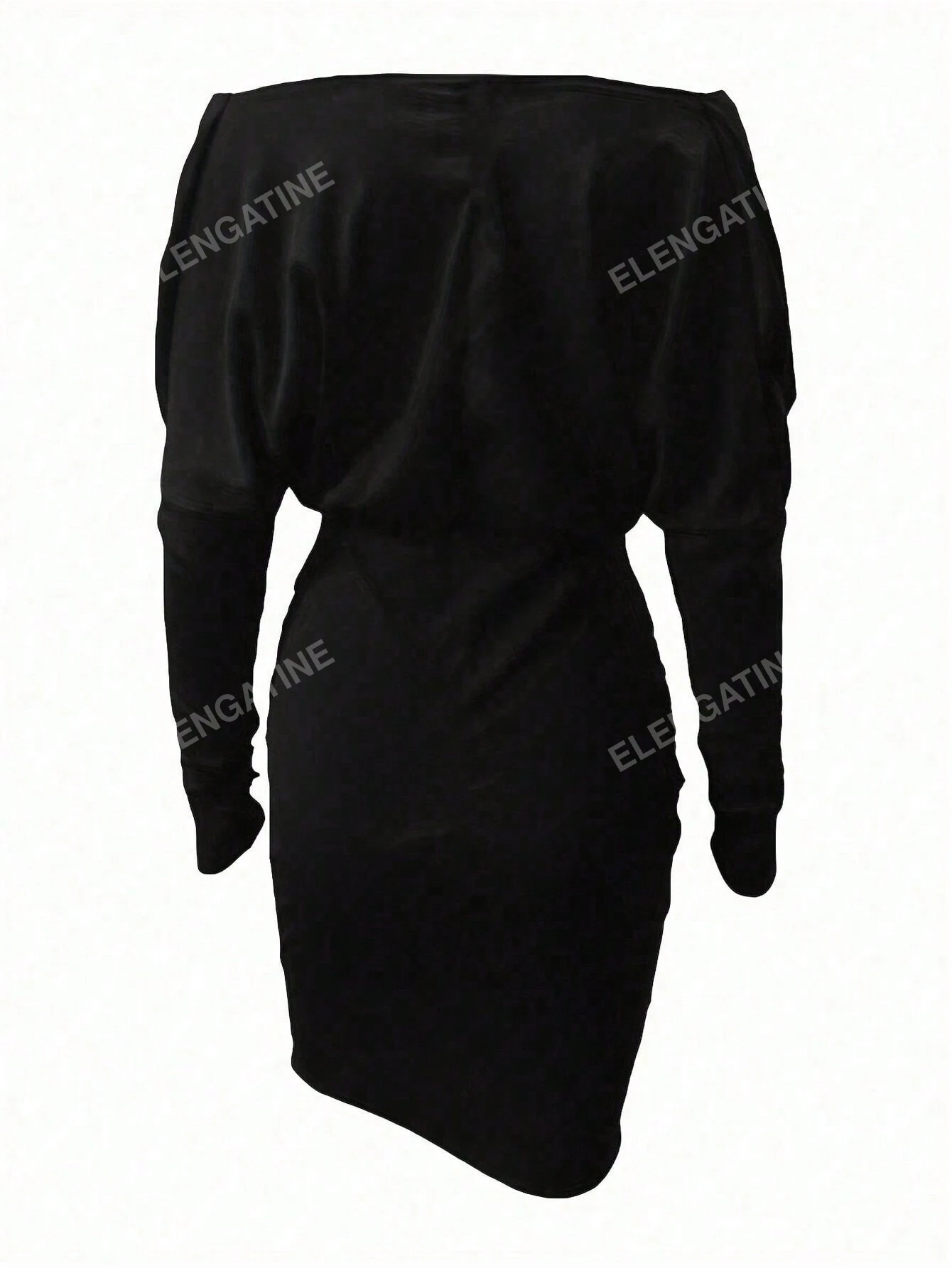 SHEIN Women's Pleated V-Neck Slim Fit Long Sleeve Midi Dress - Image 2