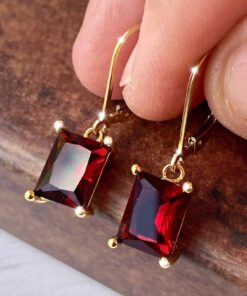 SHEIN 1 Pair Assorted Color (Purple/Green/Red/Blue) Women Fashion Dangle Earrings, Suitable For Daily Wear