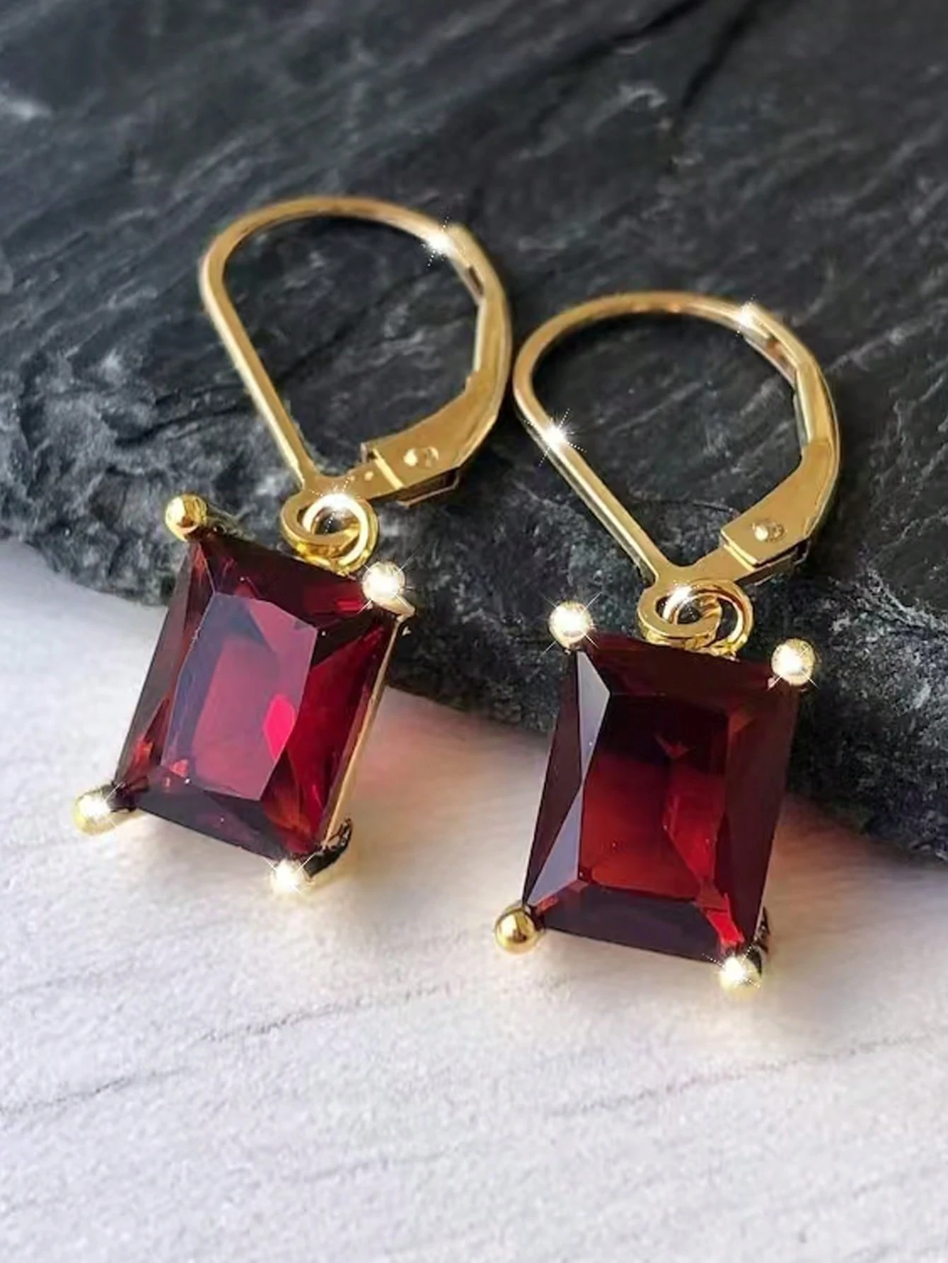 SHEIN 1 Pair Assorted Color (Purple/Green/Red/Blue) Women Fashion Dangle Earrings, Suitable For Daily Wear - Image 2