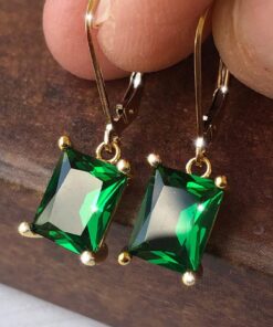 SHEIN1 Pair Assorted Color (Purple/Green/Red/Blue) Women Fashion Dangle Earrings, Suitable For Daily Wear
