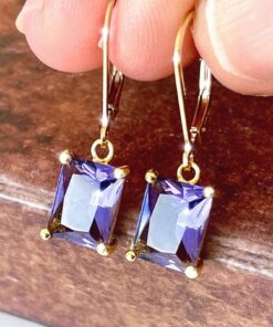 SHEIN1 Pair Assorted Color (Purple/Green/Red/Blue) Women Fashion Dangle Earrings, Suitable For Daily Wear