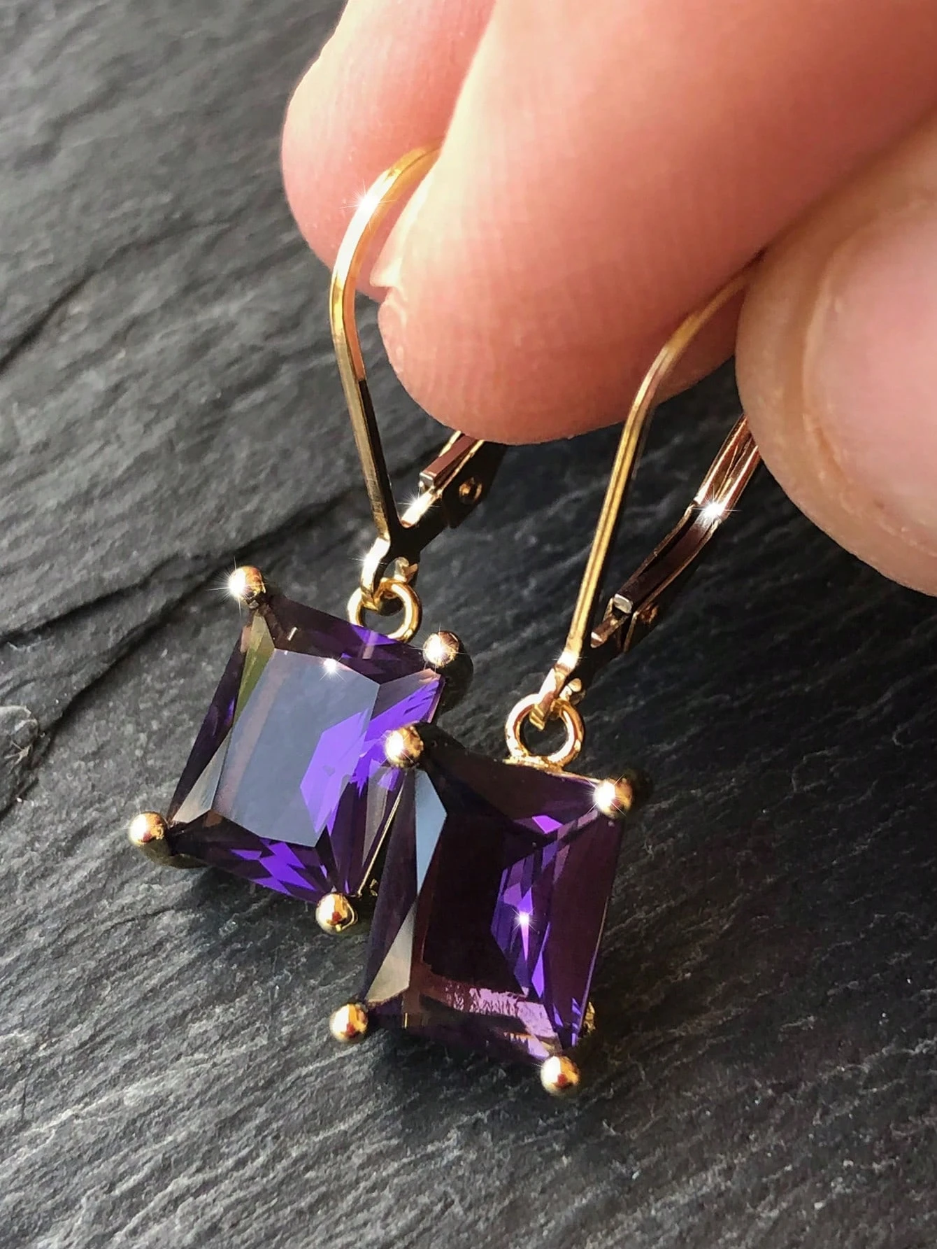 SHEIN1 Pair Assorted Color (Purple/Green/Red/Blue) Women Fashion Dangle Earrings, Suitable For Daily Wear - Image 2