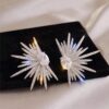 SHEIN 1pair Sparkling Wing - Shaped Earrings Full Of Rhinestone For Women, Elegant And Unique Bridal Wedding Earrings
