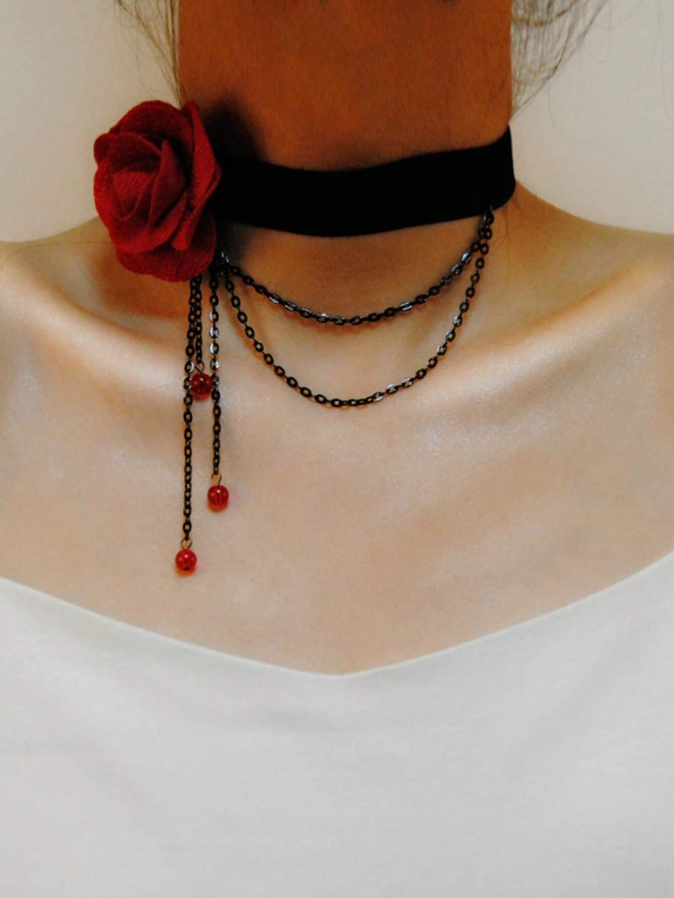 SHEIN 1pc European And American Style Chain Necklace With Flower Decoration - Image 2