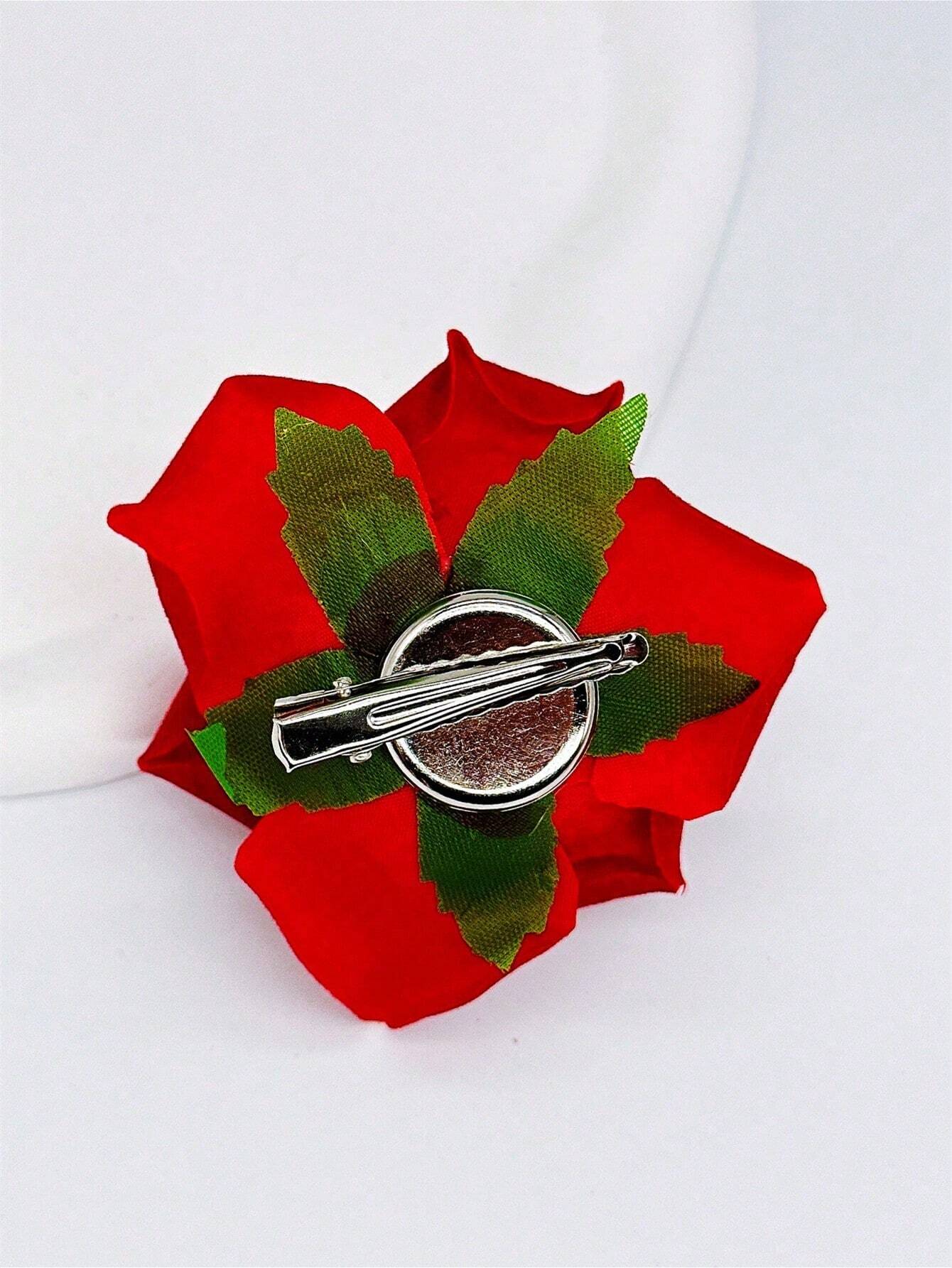 SHEIN 1pc Fashionable Sweet And High-Grade Simulation Rose Flower Decor Hair Clip For Women's Holiday - Image 4