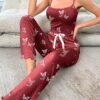 SHEIN Butterfly Print Cami Top & Pants PJ Set / Pajama Set