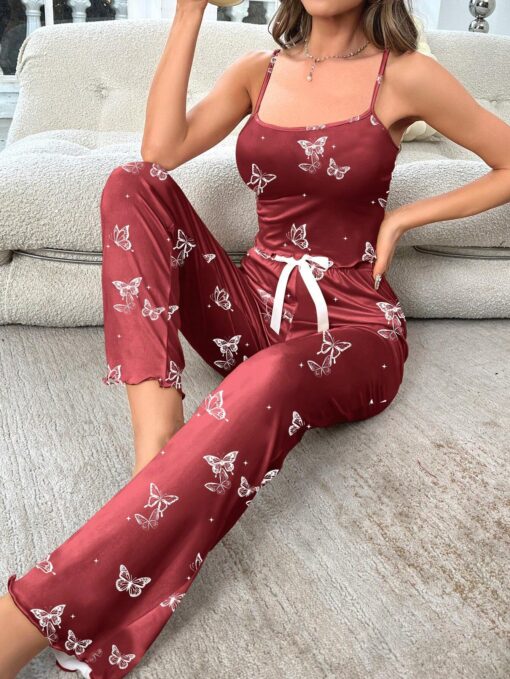 SHEIN Butterfly Print Cami Top & Pants PJ Set / Pajama Set