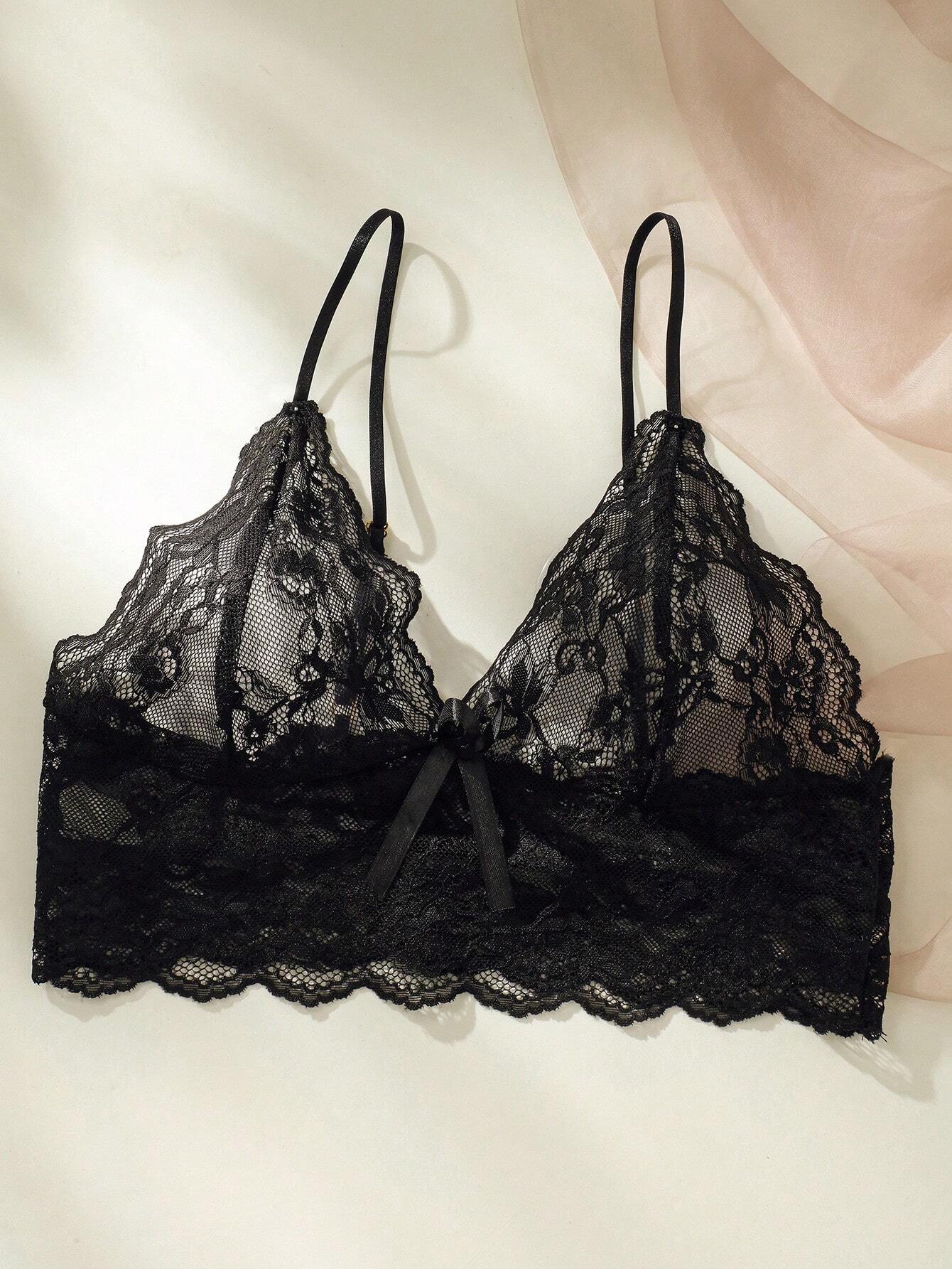 SHEIN Floral Lace Bra With Floral Print Shorts, Lingerie - Image 3