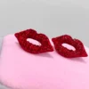SHEIN Rhinestone Lips Stud Earrings