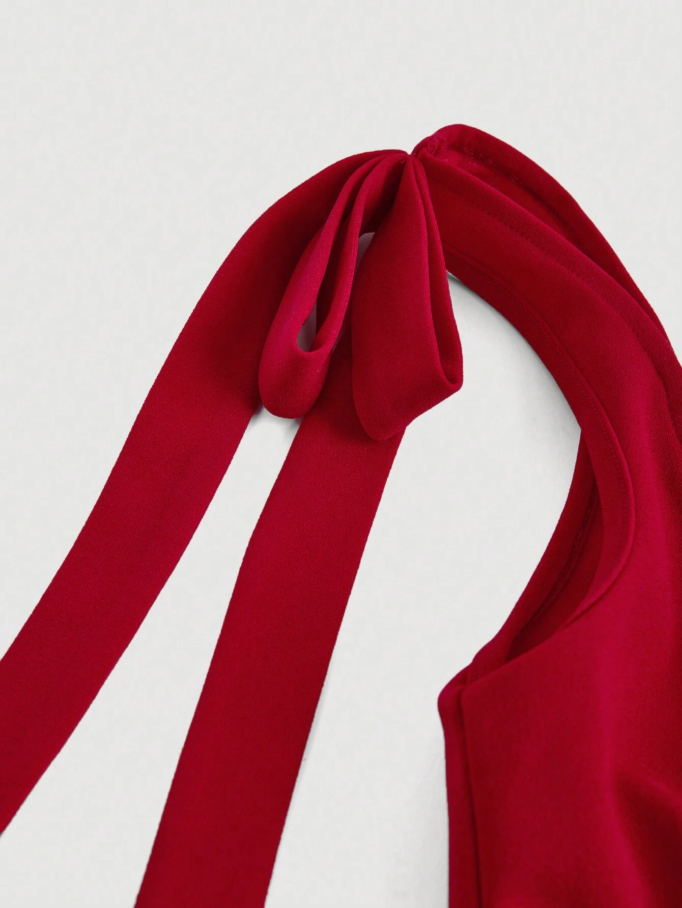 SHEIN MOD Red Suspender Front Tie Straight Pants, Christmas Clothing, Autumn And Winter Jumpsuits, Elegant Clothing, Party Jumpsuits, Date Clothing - Image 3