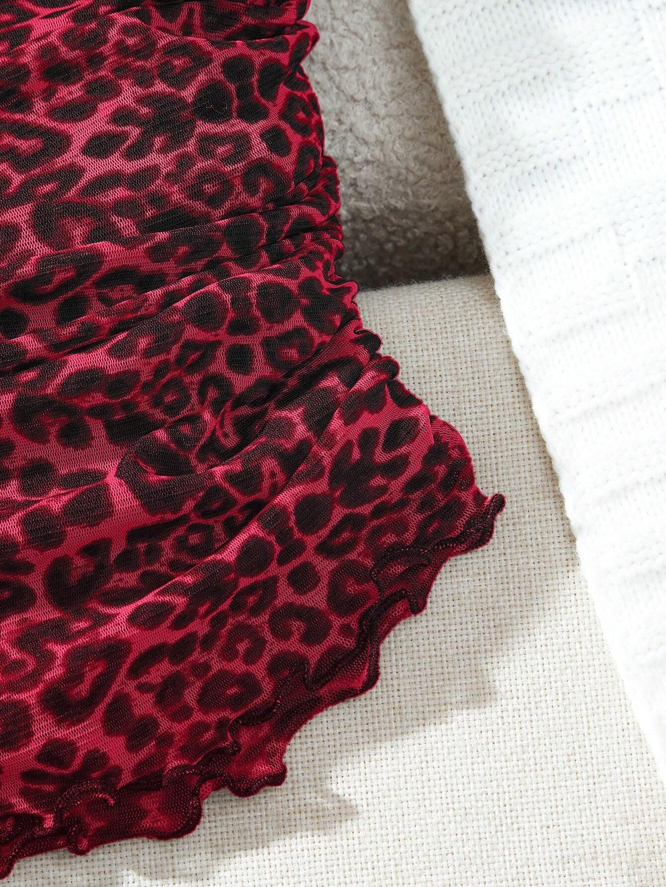 SHEIN VCAY Ladies' Casual Knit Mesh Leopard Print Fitted Camisole Top - Image 4