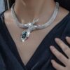 SHEIN 1pc European And American Fashionable & Versatile Serpent Full Of Diamond Inlaid Choker Necklace