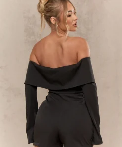 Alternative view of SHEIN MISSGUIDED Tailored Folded Flap Long Sleeves Bardot Playsuit