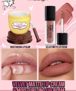 SHEIN Misslyn VELVET MATTE LIP CREAM & Moisturizing Lip Blam,2 Pcs,TIRAMISU LATTE Lip Balm, Moisturizing Lip Blam, Moisturizing Lip Care
