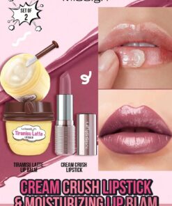 SHEIN Misslyn Cream Crush Lipstick & Moisturizing Lip Blam,2 Pcs,Cream Crush Lipstick, Creamy Non-Stick Hydrating Lipstick, Creamy Hydrating