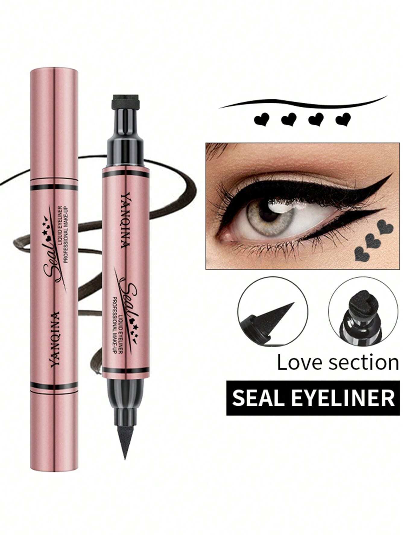 SHEIN QIC 2-In-1 Double-Headed Eyeliner Pen - Heart Stamp Liquid Eyeliner For Easy