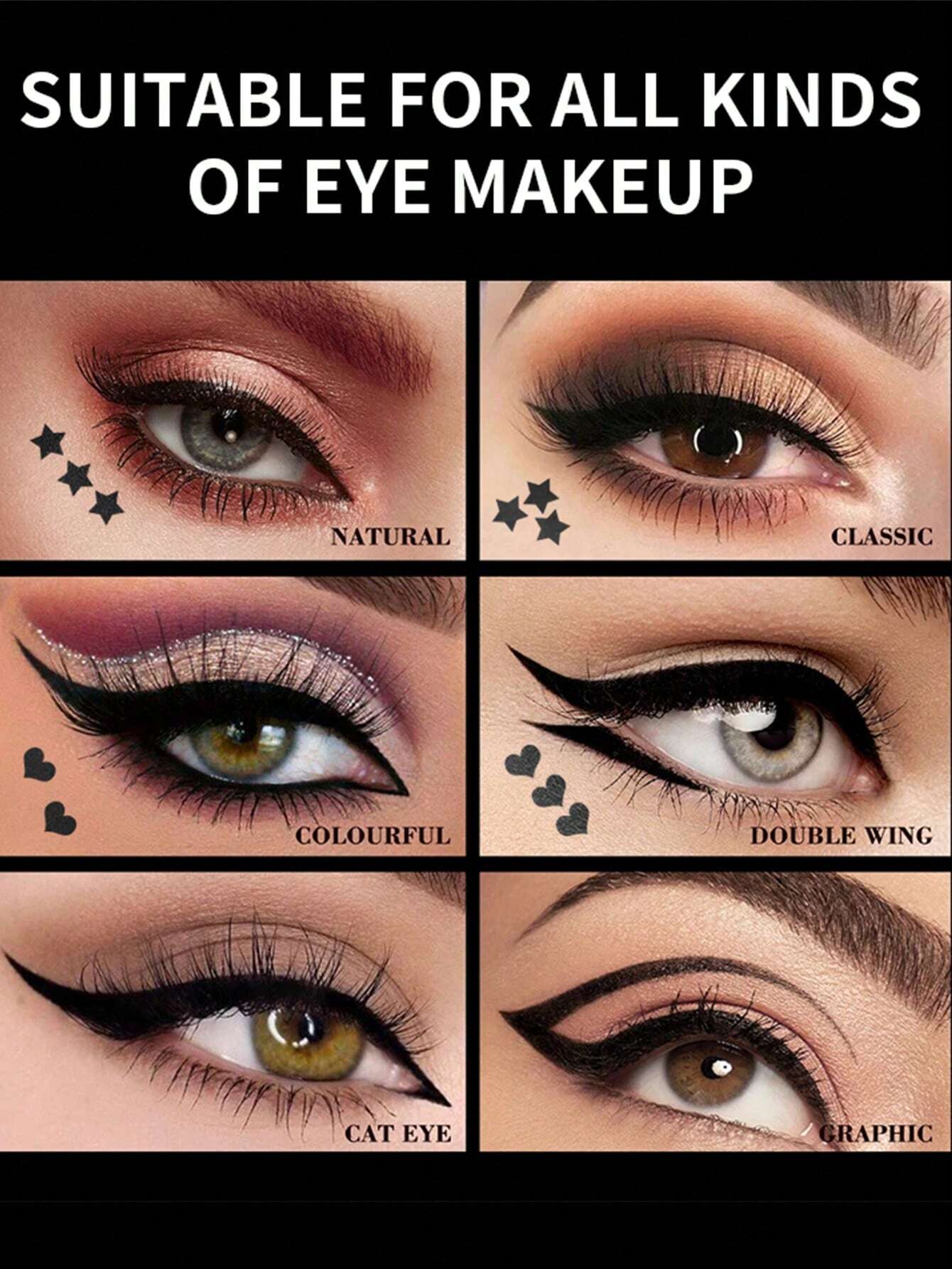 SHEIN QIC 2-In-1 Double-Headed Eyeliner Pen - Heart Stamp Liquid Eyeliner For Easy - Image 2