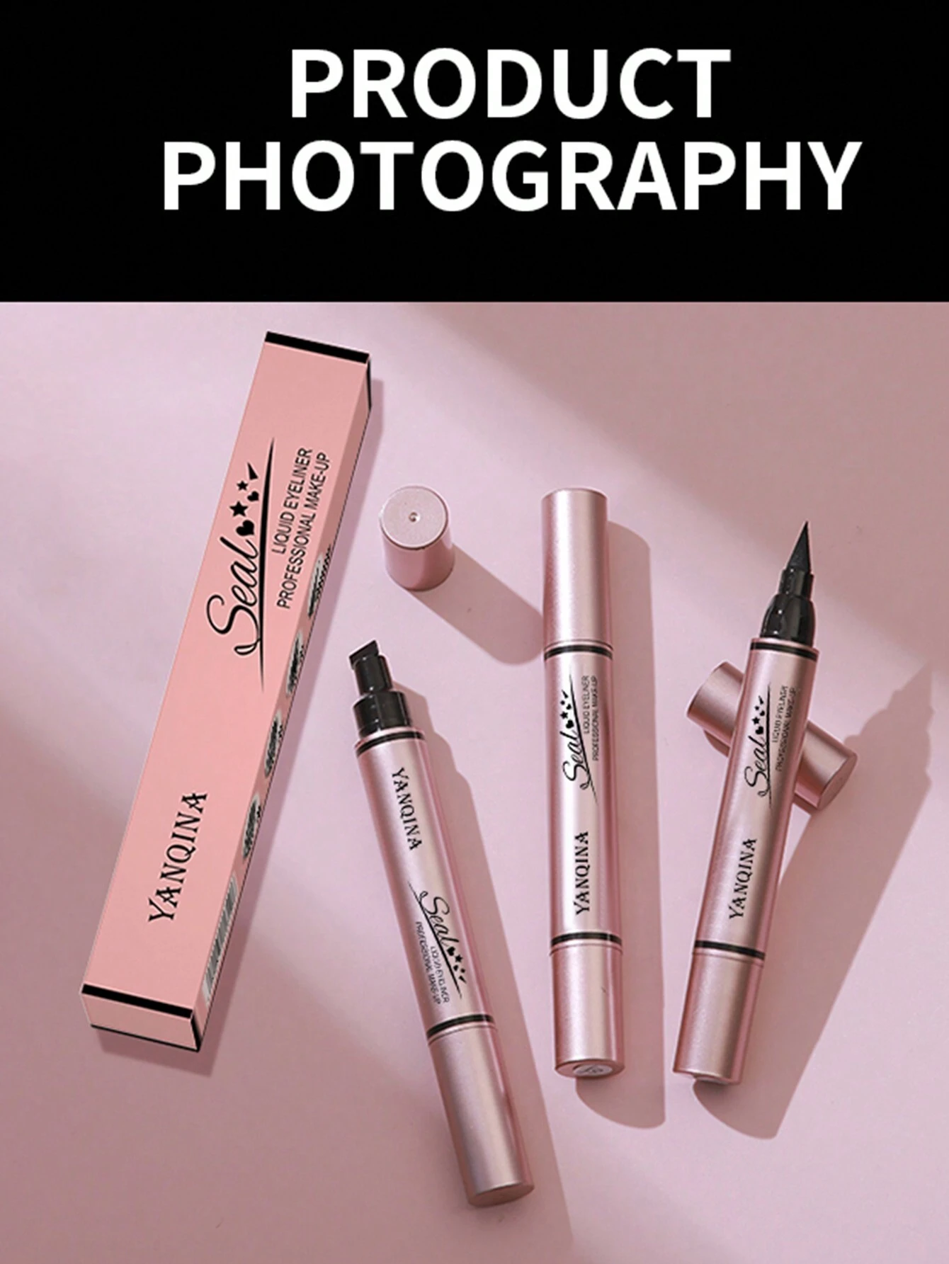SHEIN QIC 2-In-1 Double-Headed Eyeliner Pen - Heart Stamp Liquid Eyeliner For Easy - Image 3