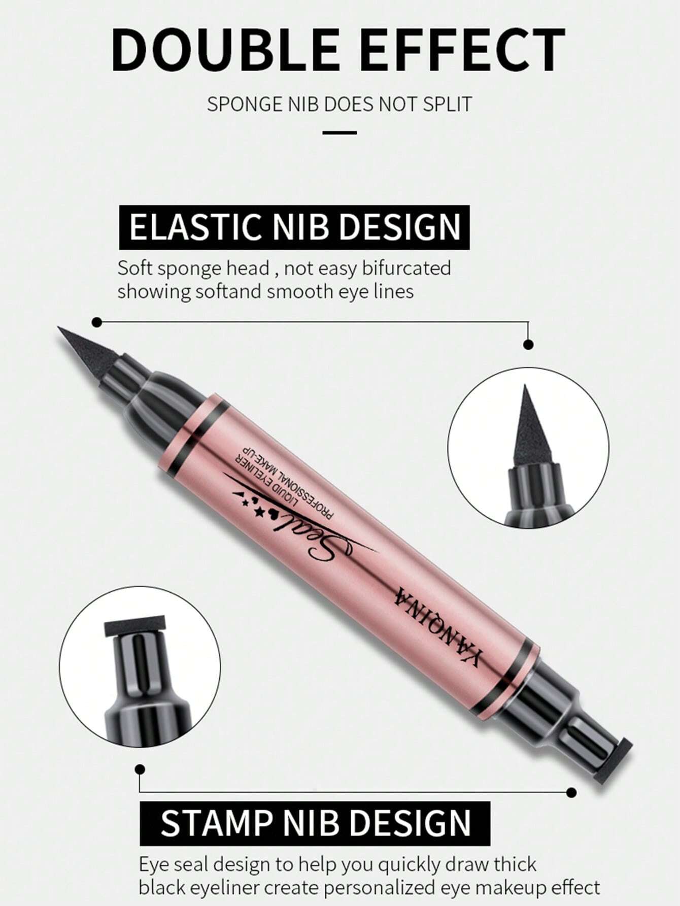 SHEIN QIC 2-In-1 Double-Headed Eyeliner Pen - Heart Stamp Liquid Eyeliner For Easy - Image 4