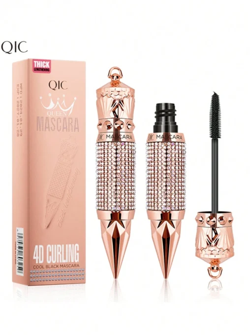 SHEIN QIC 4D Silk Fiber Mascara Rhinestone Decorative Shell Mascara , Waterproof Smudge