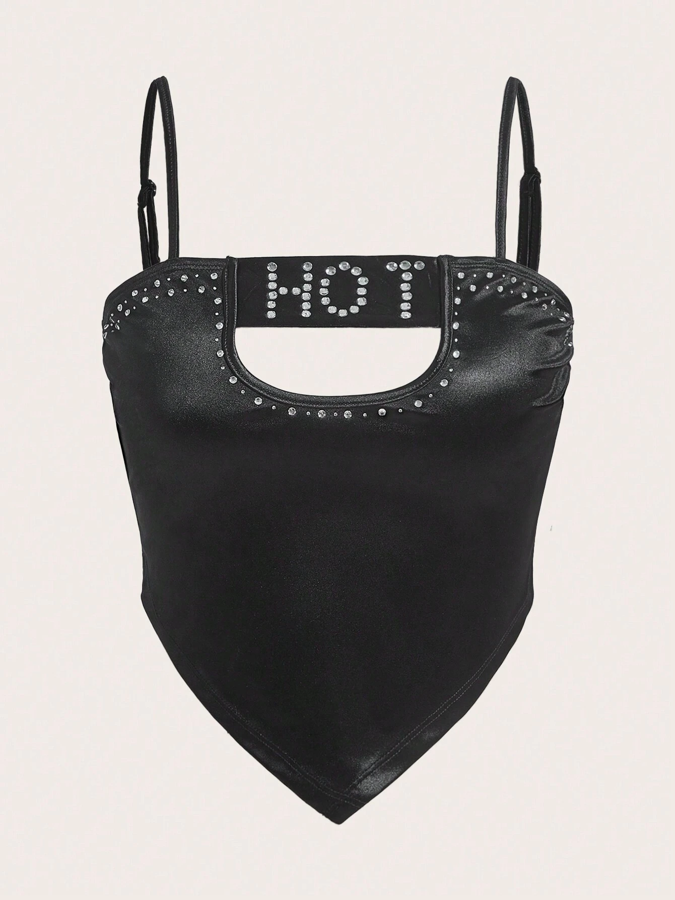 SHEIN X KeniaOs SHEIN ICON Rhinestone Detail Cut Out Bandana Hem Cami Top