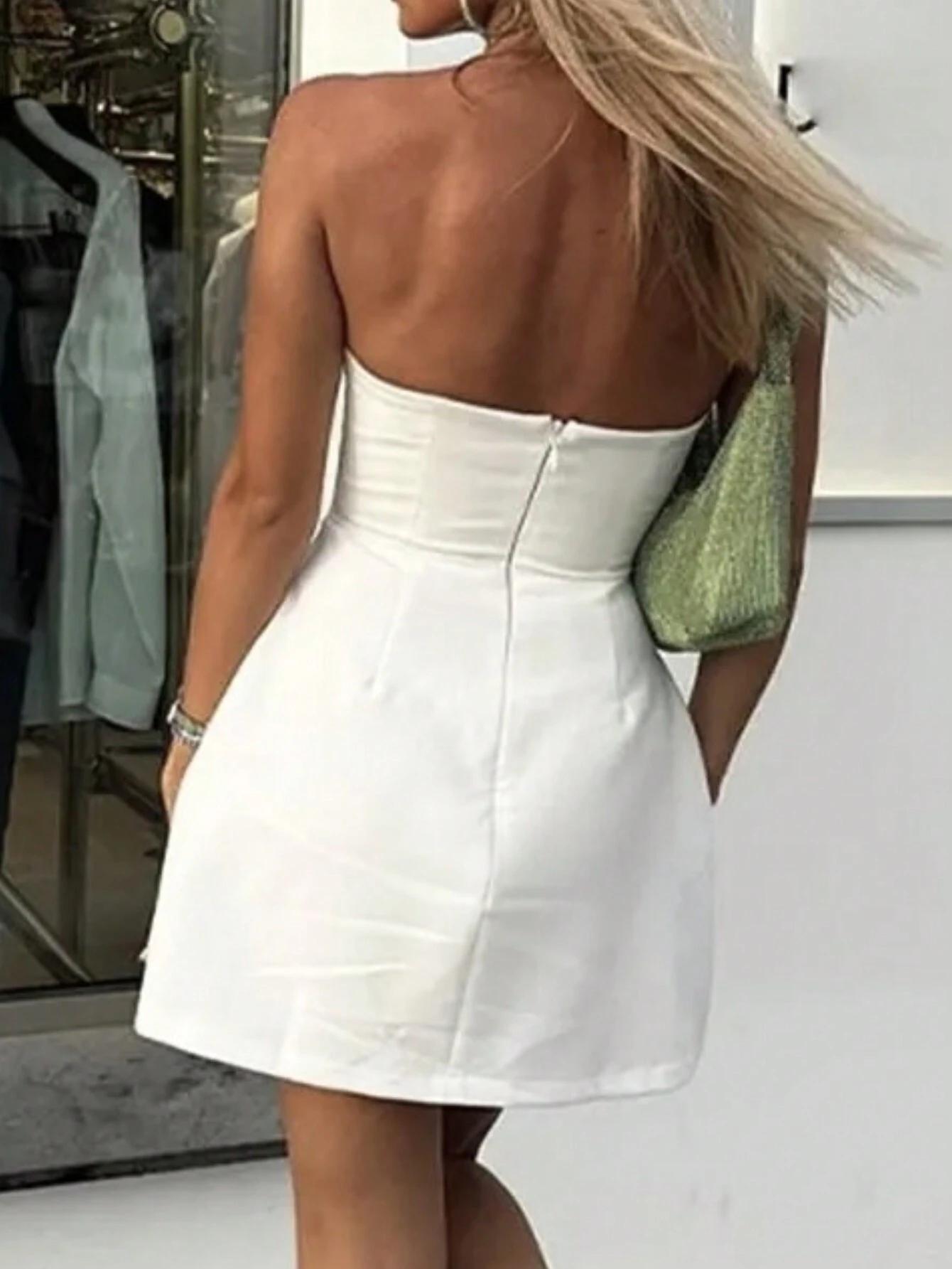 SHEIN Women's Solid Color Pocket Simple Casual Zip Back Mini Dress - Image 2