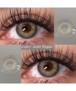 SHEIN EYESHARE (0~-8.00) Myopia Lenses Colored Contacts Lenses For Eyes With Prescription Gray Eyes Contact With Degree,Yearly Use,1 Pair/2Pcs,14.0mm