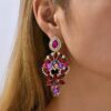 SHEIN 1 Pair Retro Geometric Hollow Glass Crystal Rhinestone Earrings