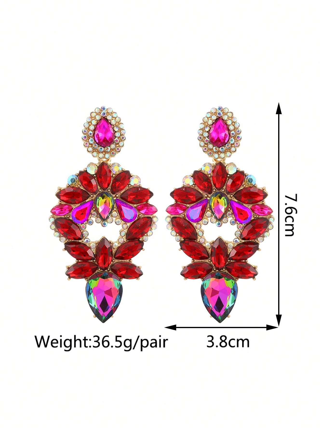 SHEIN 1 Pair Retro Geometric Hollow Glass Crystal Rhinestone Earrings - Image 3