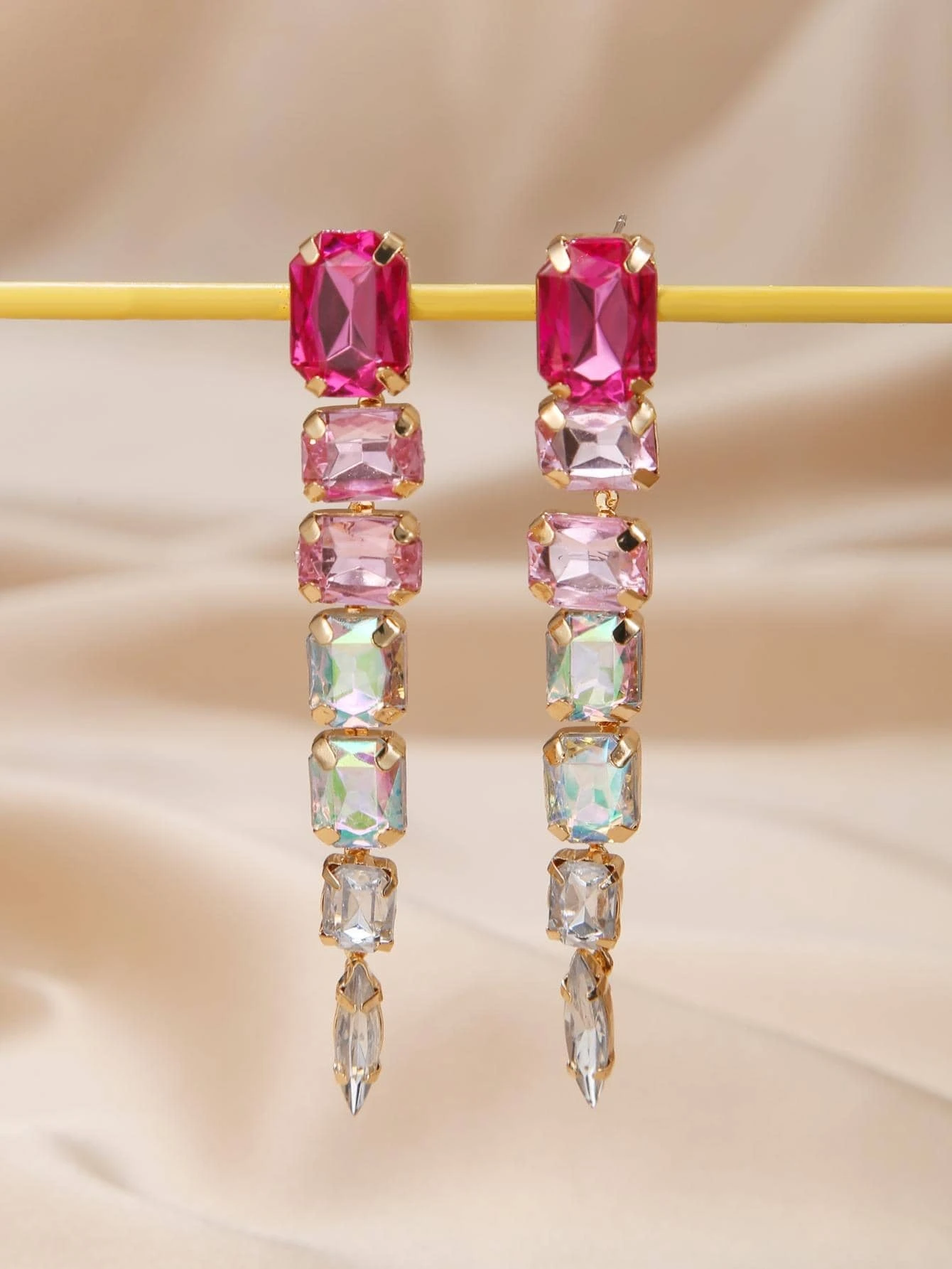 SHEIN 1pair Glamorous Rhinestone Drop Earrings For Women For Daily Decoration