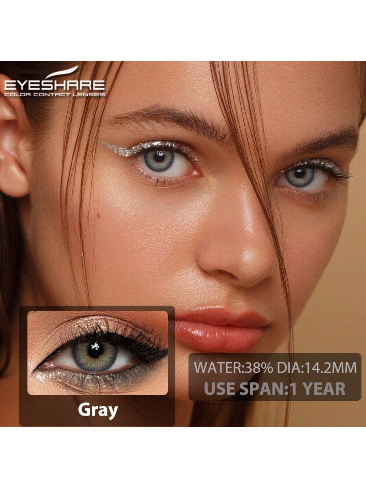 SHEIN Eyeshare Natural Color Lens Eyes 1Pair Brown Color Contact Lens For Eyes Gray Lenses